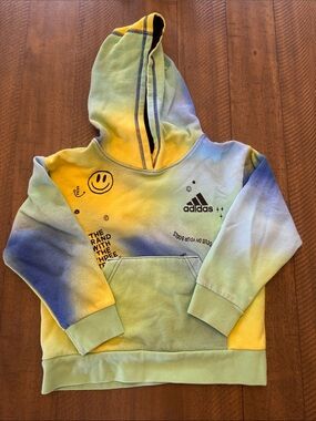 adidas Kids Tie-Dye Hoodie Sweatshirt - Yellow, Green & Blue